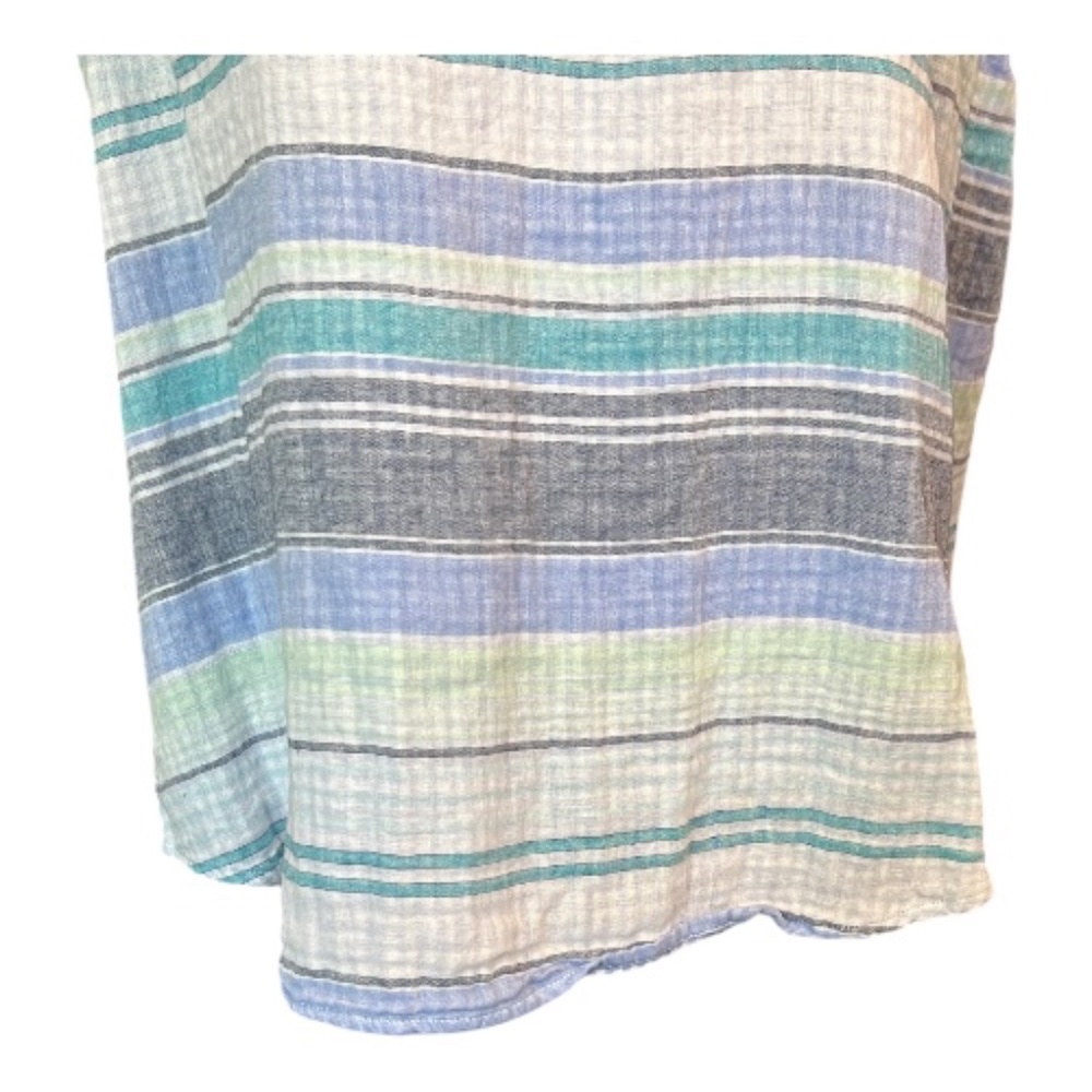EUC Sonoma women’s half-button striped top blue green gray | size XL - Picture 3 of 7